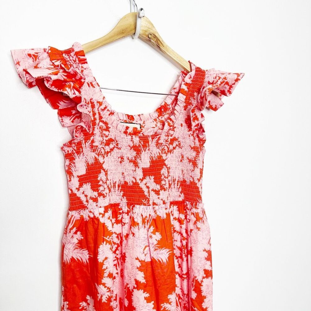 Tuckernuck Scarlet Toile Mallie Dress midi smocked cotton a line womens medium M - Picture 3 of 8